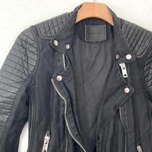 Blank NYC faux leather sleeve moto jacket biker